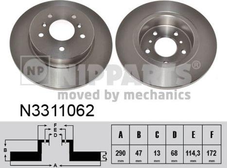 Nipparts N3311062 - Тормозной диск autospares.lv