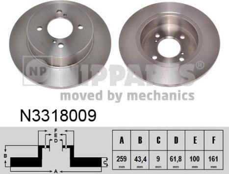 Nipparts N3318009 - Тормозной диск autospares.lv