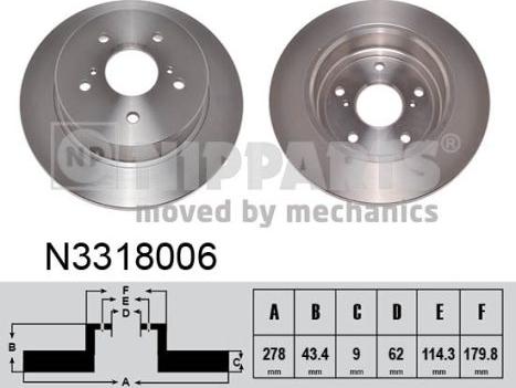 Nipparts N3318006 - Тормозной диск autospares.lv