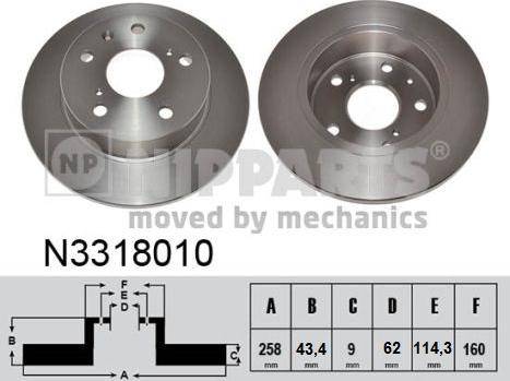 Nipparts N3318010 - Тормозной диск autospares.lv