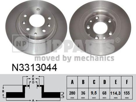 Nipparts N3313044 - Тормозной диск autospares.lv