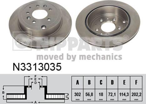 Nipparts N3313035 - Тормозной диск autospares.lv