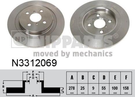 Nipparts N3312069 - Тормозной диск autospares.lv