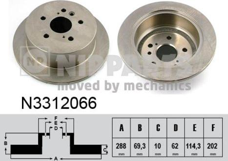 Nipparts N3312066 - Тормозной диск autospares.lv