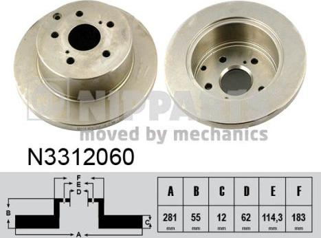 Nipparts N3312060 - Тормозной диск autospares.lv