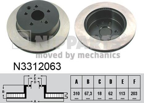 Nipparts N3312063 - Тормозной диск autospares.lv