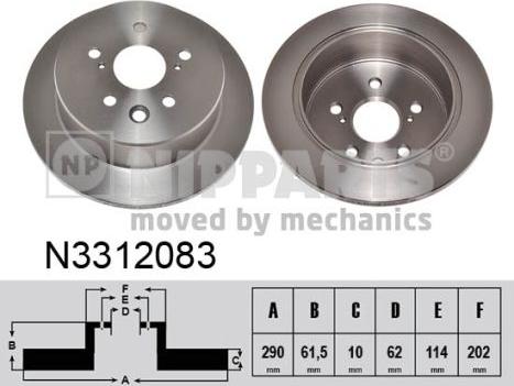 Nipparts N3312083 - Тормозной диск autospares.lv