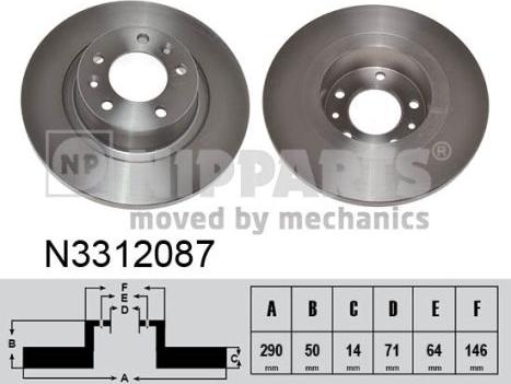 Nipparts N3312087 - Тормозной диск autospares.lv