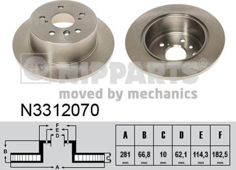 Nipparts N3312070 - Тормозной диск autospares.lv