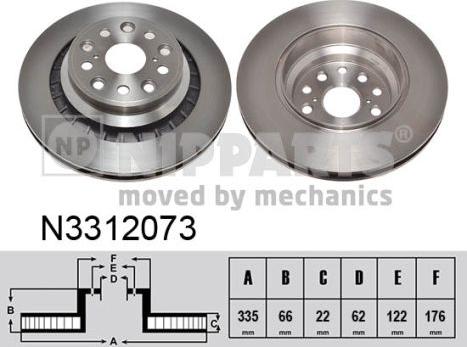 Nipparts N3312073 - Тормозной диск autospares.lv