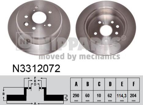 Nipparts N3312072 - Тормозной диск autospares.lv