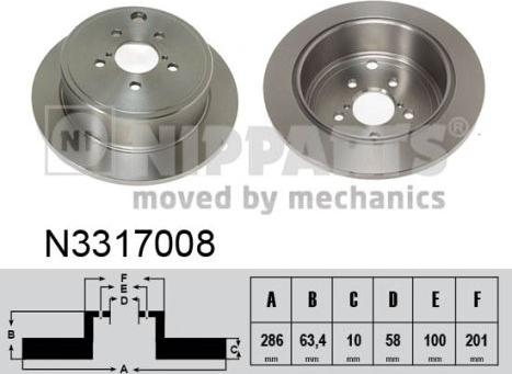 Nipparts N3317008 - Тормозной диск autospares.lv