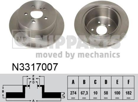 Nipparts N3317007 - Тормозной диск autospares.lv