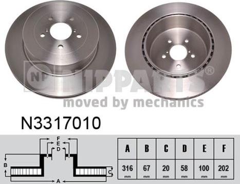 Nipparts N3317010 - Тормозной диск autospares.lv