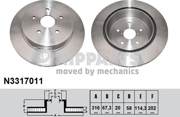 Nipparts N3317011 - Тормозной диск autospares.lv