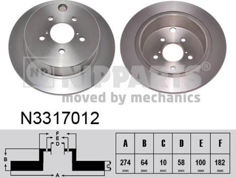 Nipparts N3317012 - Тормозной диск autospares.lv