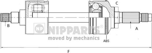 Nipparts N2801000 - Приводной вал autospares.lv