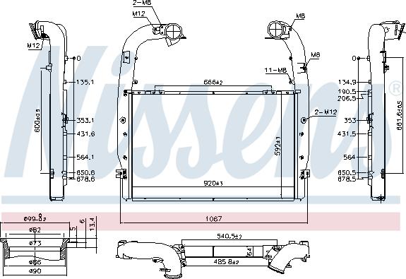 Nissens 961578 - Интеркулер, теплообменник турбины autospares.lv