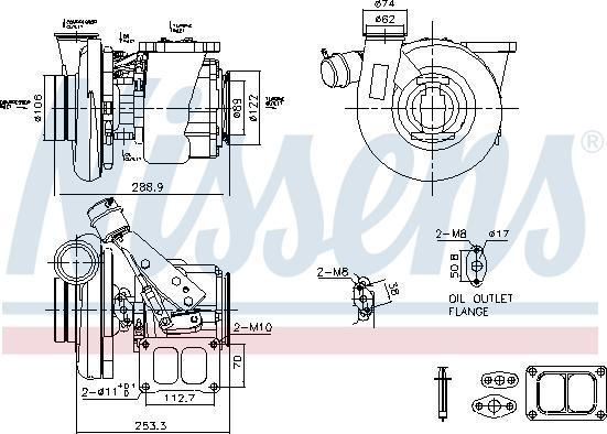Nissens 93769 - Турбина, компрессор autospares.lv