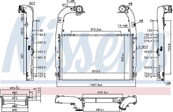 Nissens 97084 - Интеркулер, теплообменник турбины autospares.lv