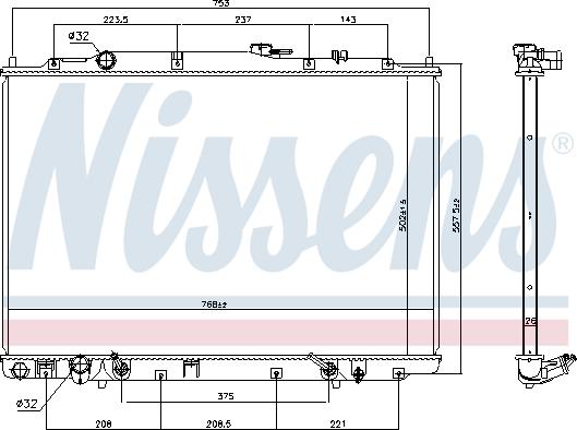 Nissens 69476 - Радиатор, охлаждение двигателя autospares.lv