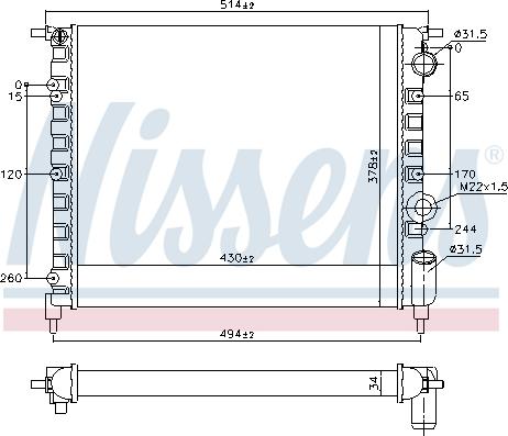 Nissens 690744 - Радиатор, охлаждение двигателя autospares.lv