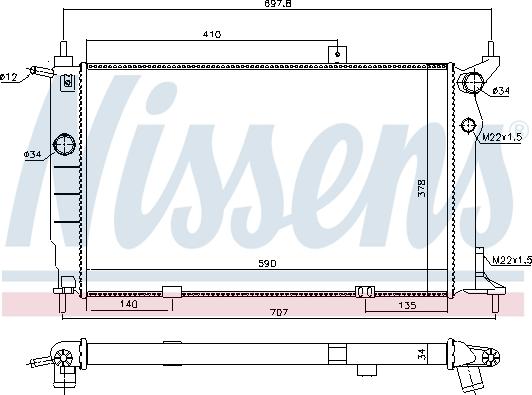 Nissens 698164 - Радиатор, охлаждение двигателя autospares.lv