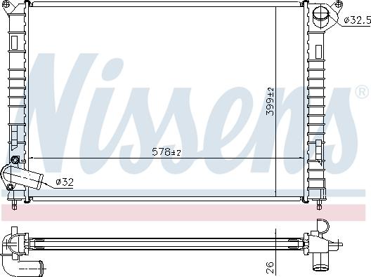 Nissens 69703A - Радиатор, охлаждение двигателя autospares.lv