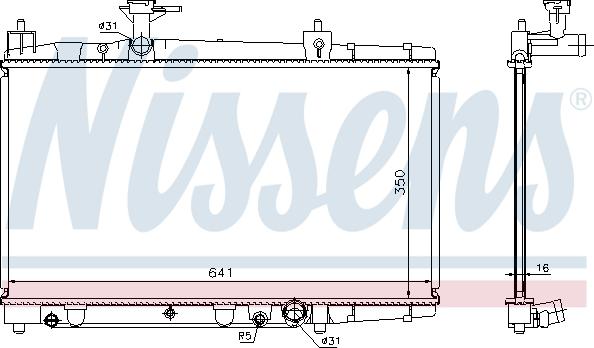 Nissens 64645A - Радиатор, охлаждение двигателя autospares.lv