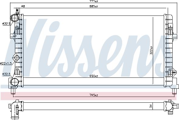 Nissens 695421 - Радиатор, охлаждение двигателя autospares.lv