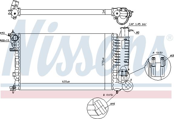 Nissens 61380A - Радиатор, охлаждение двигателя autospares.lv