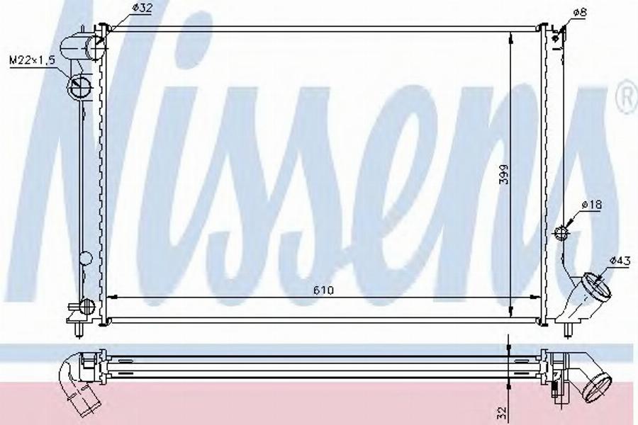 Nissens 61339A - Радиатор, охлаждение двигателя autospares.lv