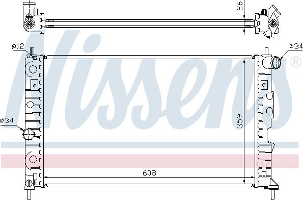 Nissens 68002A - Радиатор, охлаждение двигателя autospares.lv