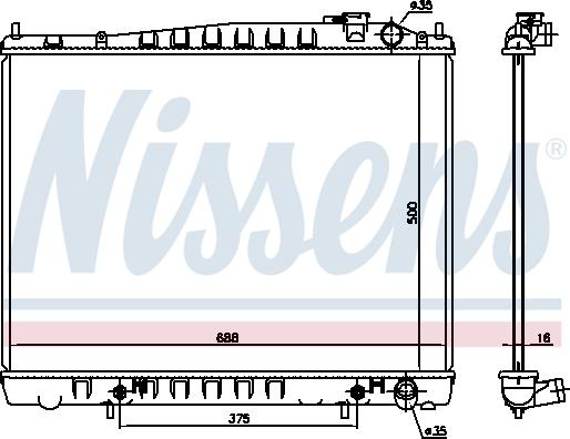 Nissens 681206 - Радиатор, охлаждение двигателя autospares.lv