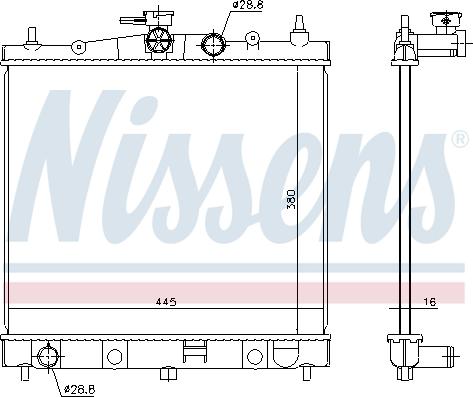 Nissens 68728 - Радиатор, охлаждение двигателя autospares.lv