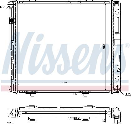 Nissens 62693A - Радиатор, охлаждение двигателя autospares.lv