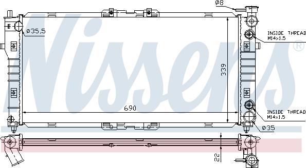 Nissens 62393 - Радиатор, охлаждение двигателя autospares.lv