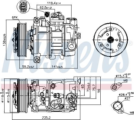 Nissens 89529 - Компрессор кондиционера autospares.lv