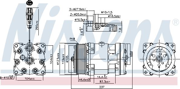 Nissens 890193 - Компрессор кондиционера autospares.lv