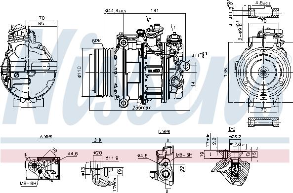 Nissens 890749 - Компрессор кондиционера autospares.lv