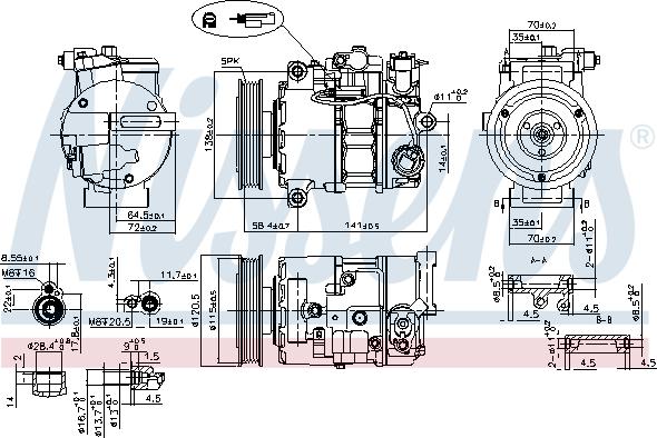 Nissens 890764 - Компрессор кондиционера autospares.lv