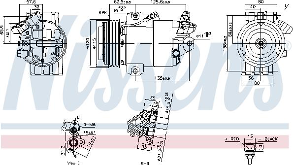 Nissens 891012 - Компрессор кондиционера autospares.lv