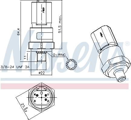 Nissens 301029 - Пневматический выключатель, кондиционер autospares.lv
