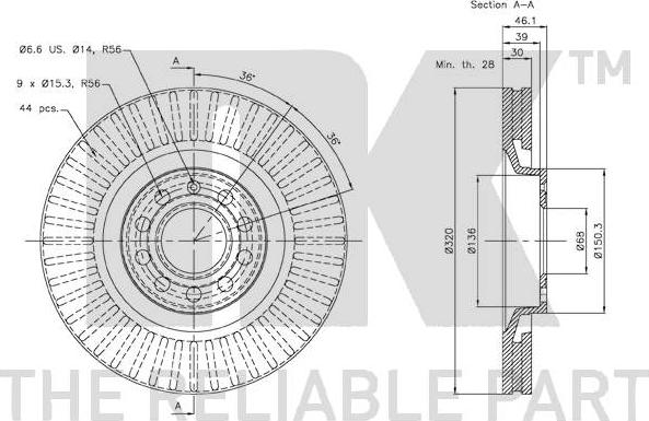 NK 3447107 - Тормозной диск autospares.lv