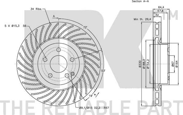 NK 343361 - Тормозной диск autospares.lv