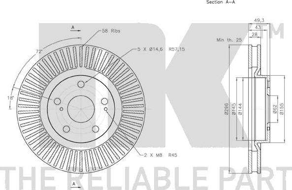 NK 3145117 - Тормозной диск autospares.lv
