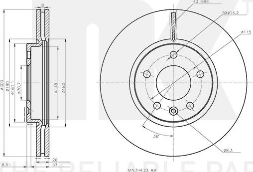 NK 313685 - Тормозной диск autospares.lv