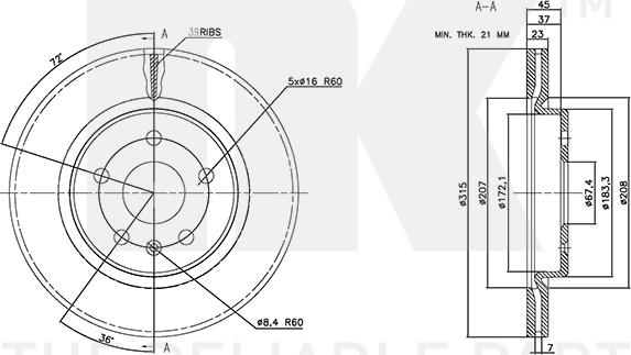 NK 313688 - Тормозной диск autospares.lv