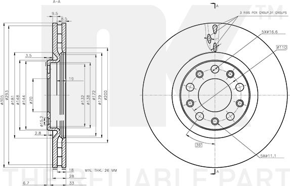 NK 312370 - Тормозной диск autospares.lv