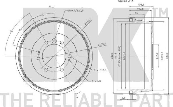 NK 254525 - Тормозной барабан autospares.lv